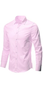 Casual Solid Long Sleeve Button Down Pink