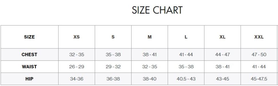 men size chart