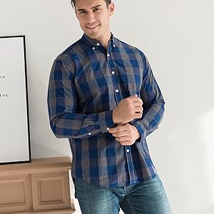 button up shirt men long sleeve