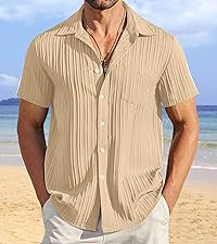 Mens Shirts Casual Button Down Short Sleeve Summer 