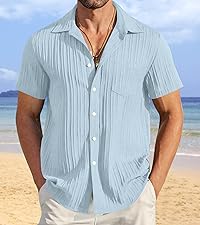 Mens Shirts Casual Button Down Short Sleeve Summer 