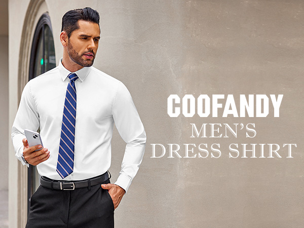 COOFANDY Men''s Business Dress Shirts Wrinkle Free Business Long Sleeve Button Down Shirt