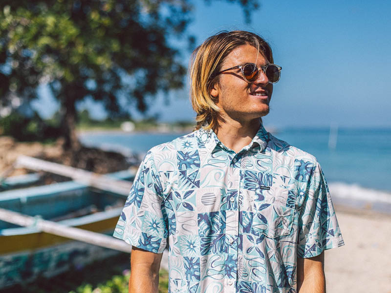 Hangin on the beach in a Hawaiian shirt.