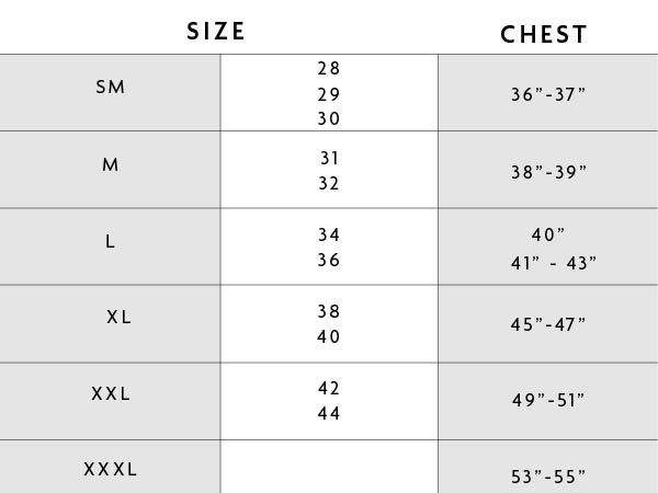 Button Up Size Chart