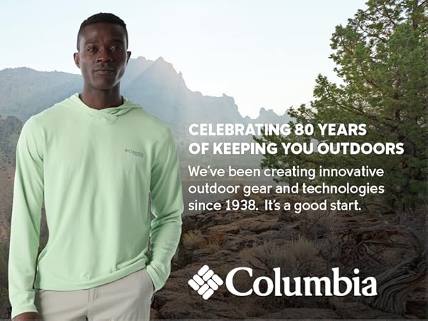 Celebrating 80 years keeping you outdoors, since 1938, Columbia Sportswear