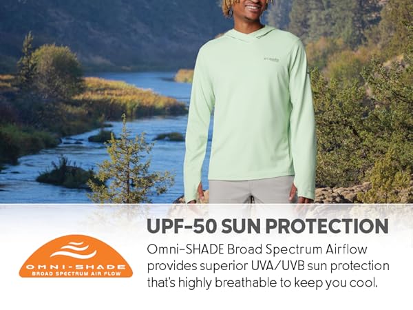 Broad spectrum UPF-50 protection, Omni-Shade