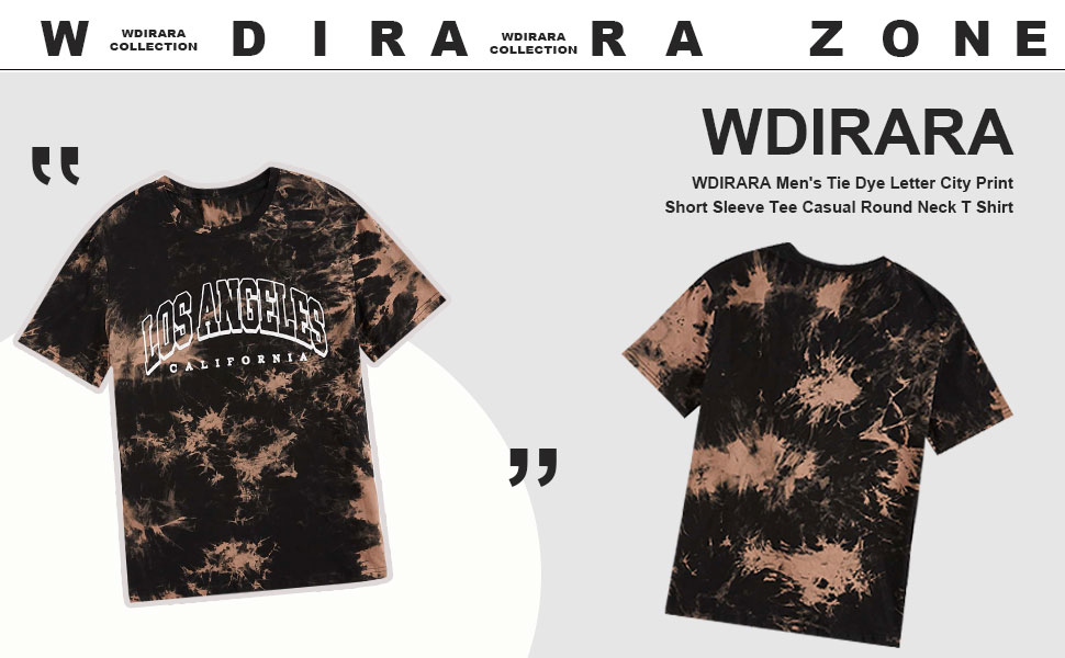 WDIRARA Men''s Tie Dye Letter Graphic Print Short Sleeve Round Neck T Shirt Tee