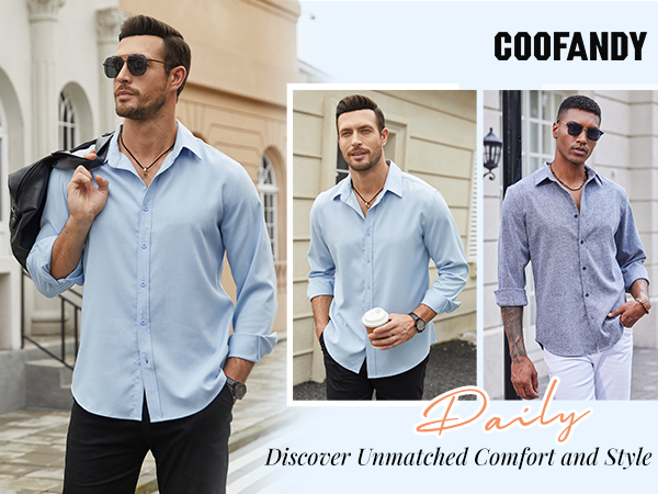 COOFANDY men long sleeve shirt