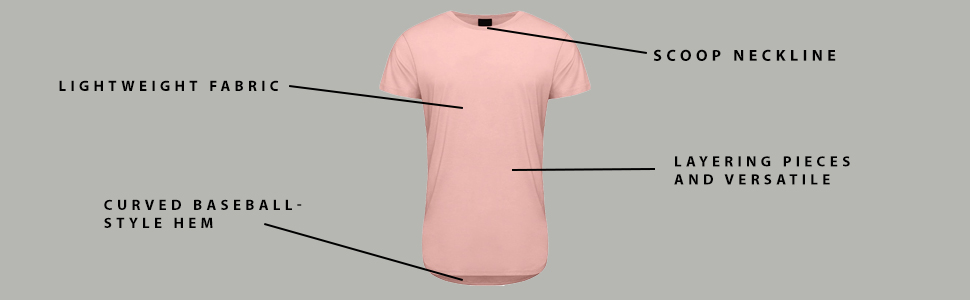 Victorious Men''s Hipster Longline Curved Hem Tees