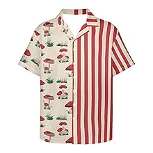 Red Mushroom Beige Print Hawaiian Shirt  For Men