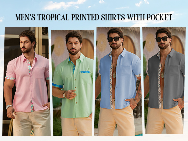 Men''s Hawaiian Short Sleeve Tropical Shirt Casual Summer Beach Button Down Shirts