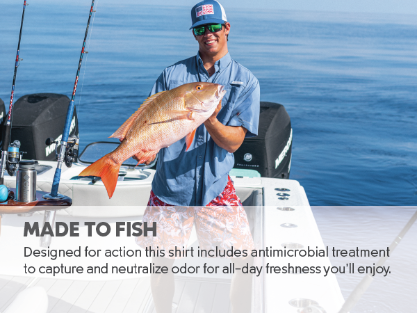 Short sleeve fishing shirt for men, odor free, antimicrobial