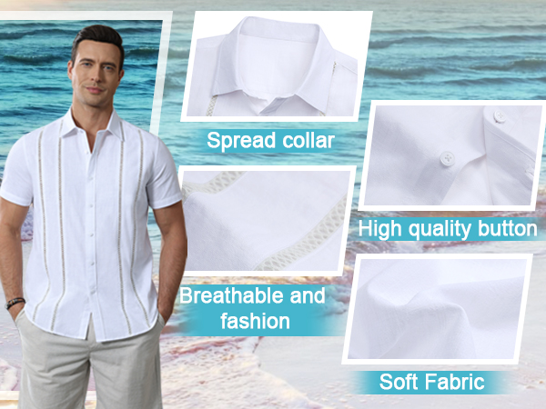 Alimens & Gentle mens short sleeve cotton linen shirts