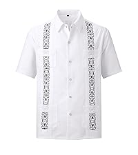 MAXJON Men&amp;#39;s Guayabera Shirts for Mens Cuban Shirts Short Sleeve Shirt