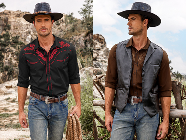 COOFANDY Men''s Western Shirts