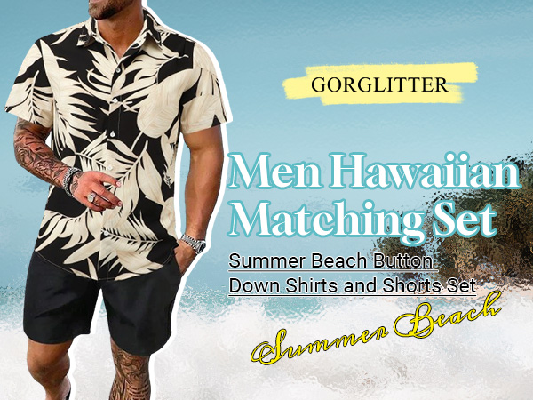 men hawaiian set