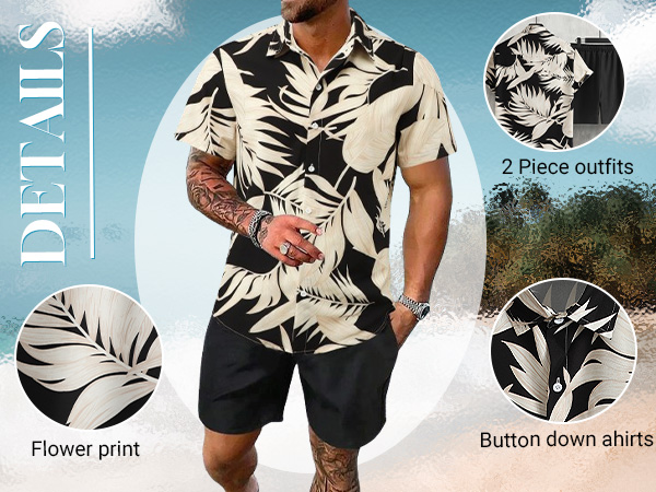 men hawaiian set