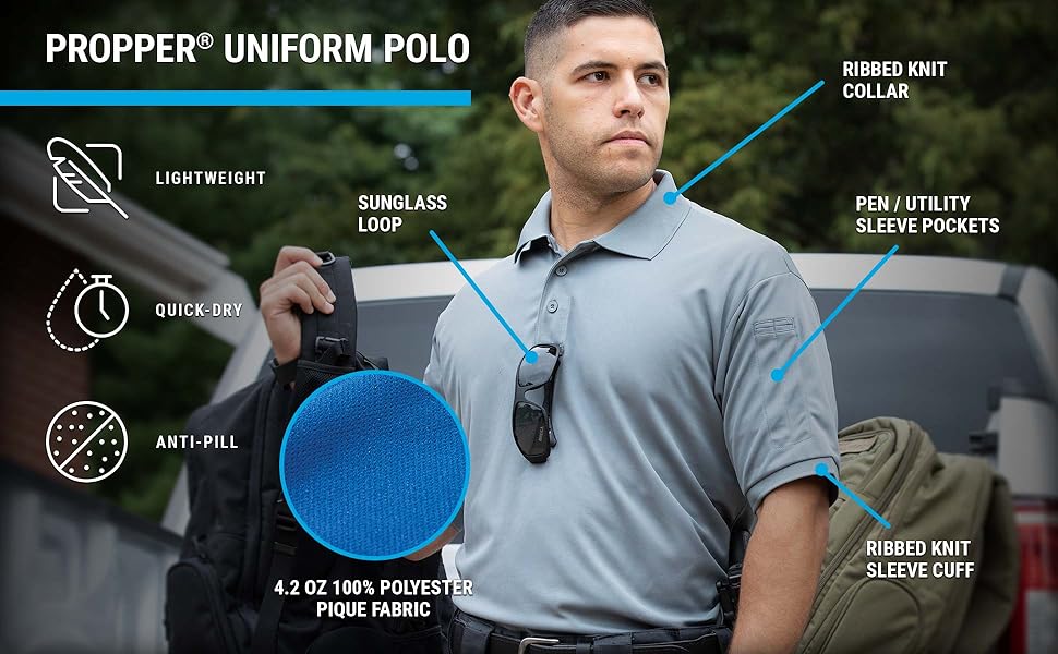 propper, uniform, polo, professional, light, quick dry, performance