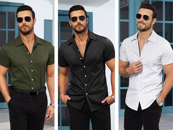 mens casual dress shirt short sleeve