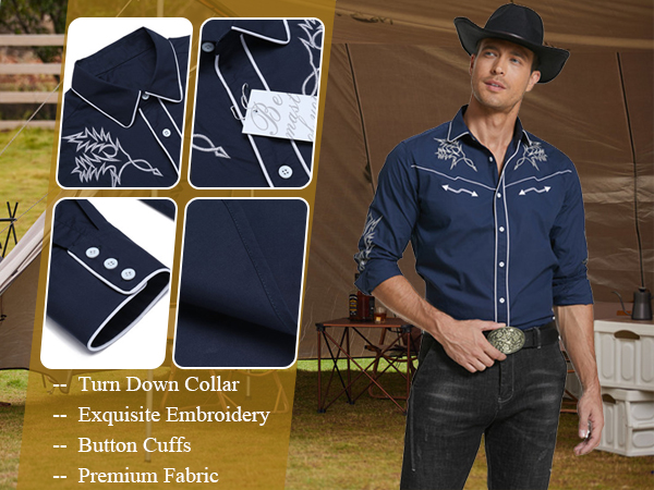 mens western embroidered shirt 