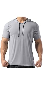 Magiftbox Mens Muscle Cotton Lightweight Workout Short Sleeve Hooded T-Shirts Gym Hoodies