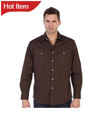 Gioberti Men’s Solid Long Sleeve Western Shirt with Pearl Snap-on Buttons