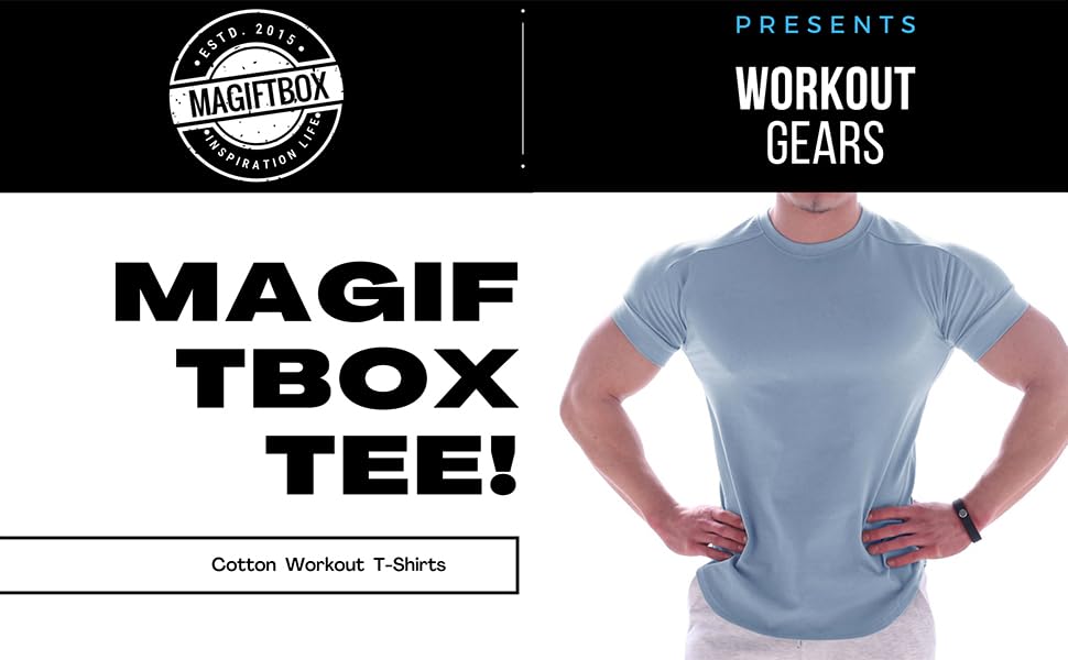 Magiftbox Mens Muscle Cotton Lightweight Workout Short Sleeve T-Shirts Gym Sweat Tee