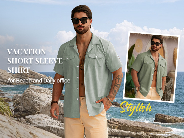 Hardaddy Men''S Short Sleeve Button Down Shirt Summer Beach Cuban Collar Shirts Vacation 