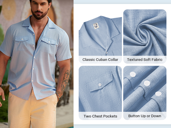 Hardaddy Men''S Short Sleeve Button Down Shirt Summer Beach Cuban Collar Shirts Vacation 