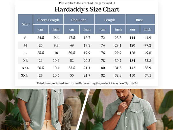 Hardaddy Men''S Short Sleeve Button Down Shirt Summer Beach Cuban Collar Shirts Vacation 