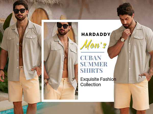 Hardaddy Men''S Short Sleeve Button Down Shirt Summer Beach Cuban Collar Shirts Vacation 