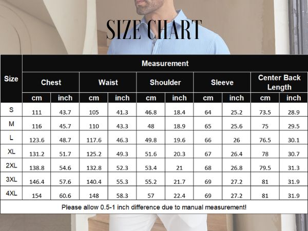 men casual shirt size 