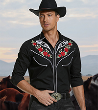 Mens Western Cowboy Shirt long Sleeve Button Down Shirts for Men