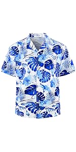 Blue and white hawaiian shirt