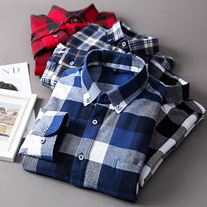 Men Dress Buffalo Plaid slim fit Long Sleeve Flannel Shirt Jacket checked button down casual 