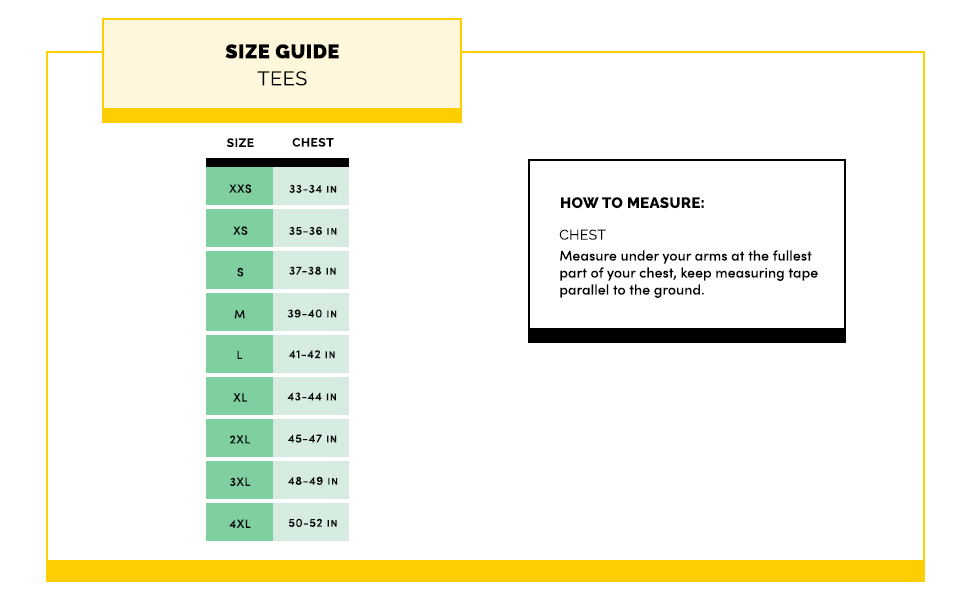 Size Guide Men T-shirts