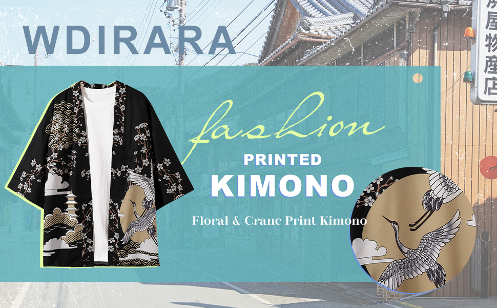 WDIRARA Floral & Crane Print Summer Kimono