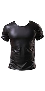 men leather tshirt