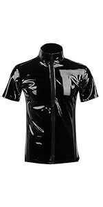 Zip up leather Shirts