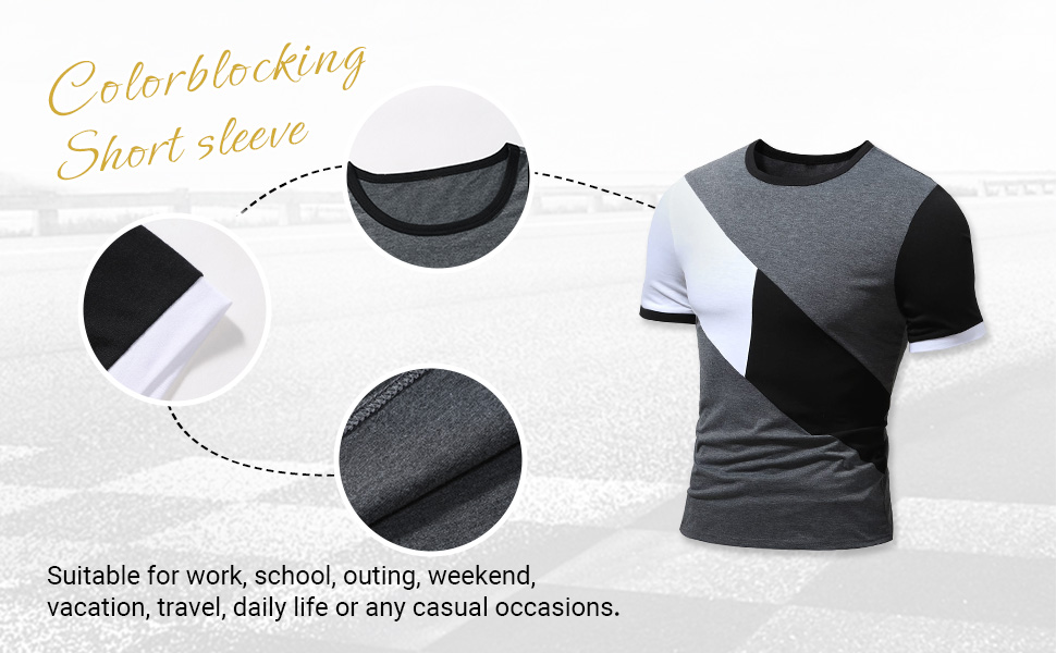 OYOANGLE Men''s Casual Short Sleeve Colorblock Crewneck Tee Shirt Tops