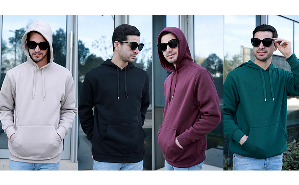 Mens Workout Hoodie, 3 Pack Long Sleeve Fleece Lightweight Hooded Sweatshirt With Pocket