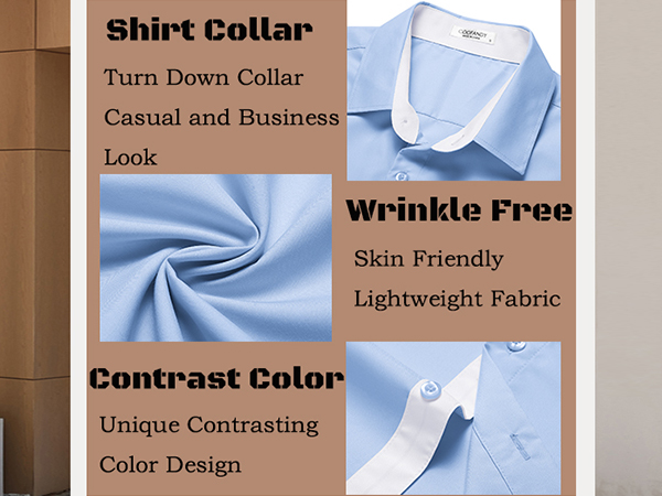 Men''s Wrinkle Free Business Dress Shirts Short Sleeve