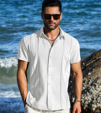 LETSEE Mens Guayabera Shirt