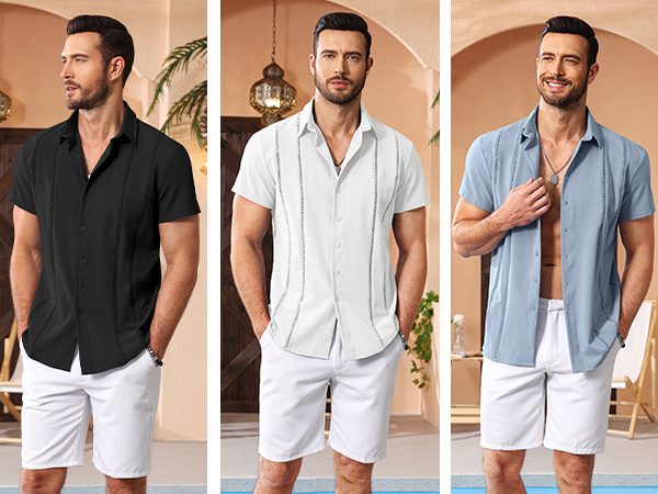 mens cuban guayabera shirt short sleeve