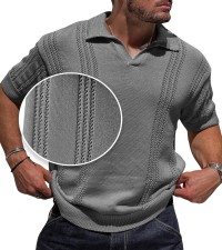 Mens Knitting Polo Shirts Vintage Short Sleeve