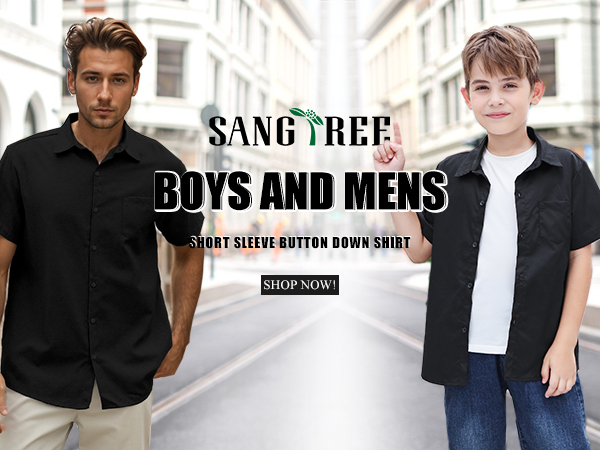 boys and mens black button up shirts