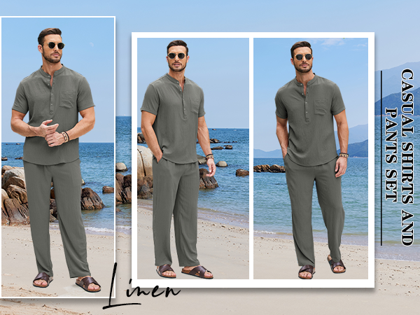 mens linen outfit 2 piece set walking suit linen suit set