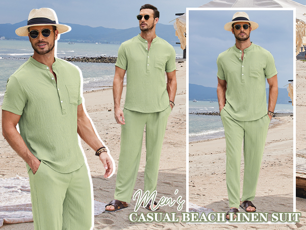 mens linen outfit 2 piece set walking suit linen suit set