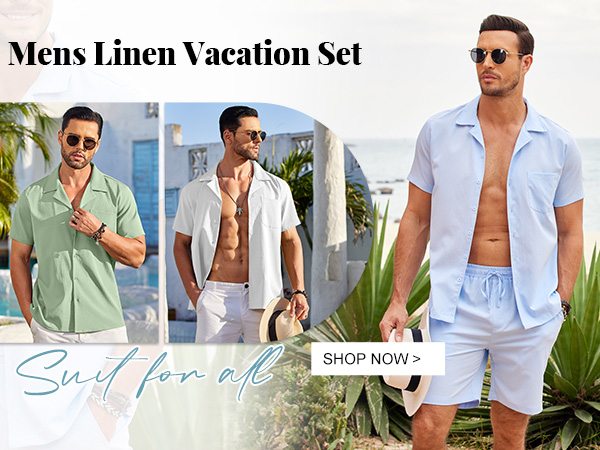 mens linen vacation set