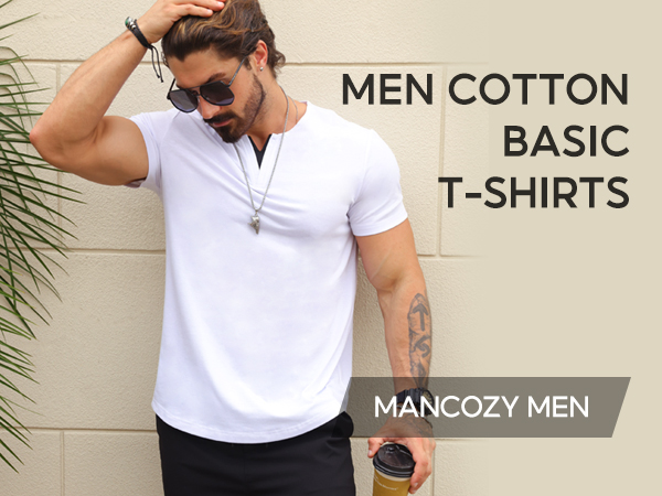 Mancozy Mens 3 Pack T Shirts Casual Fashion Longline V-Neck Shirt tee…